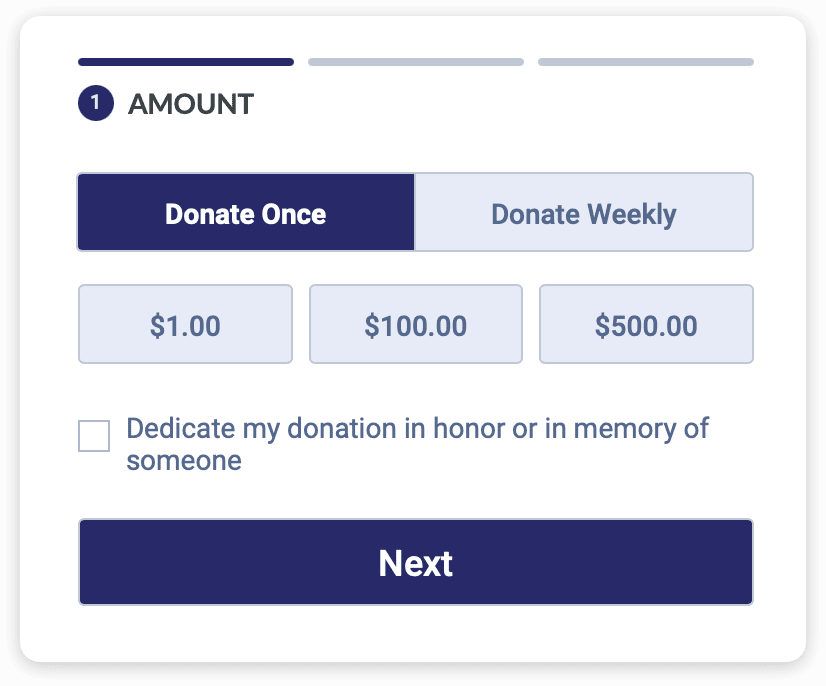 Donate Form Screen